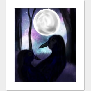 Ravens at night Posters and Art